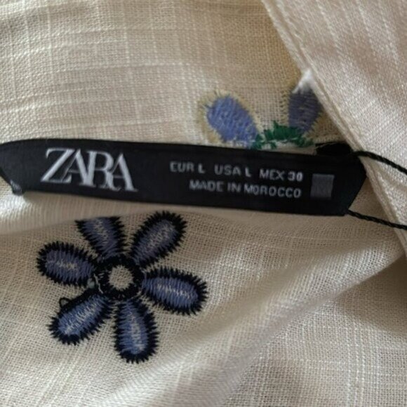 Zara‎ Floral Linen-Blend Long Sleeve Shirt • Size L • Breezy Casual Everyday - Picture 6 of 6